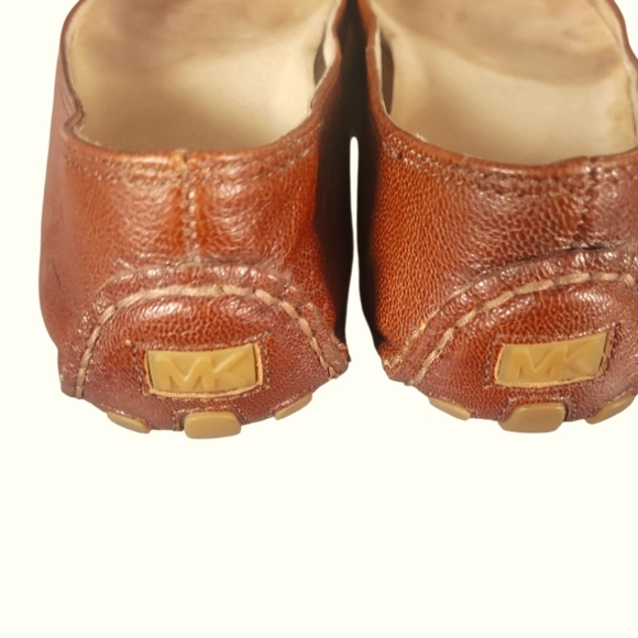 Michael Kors Brown Leather MK Logo Moccasin Flats Loafer Sz 8 1/2M - Picture 6 of 6